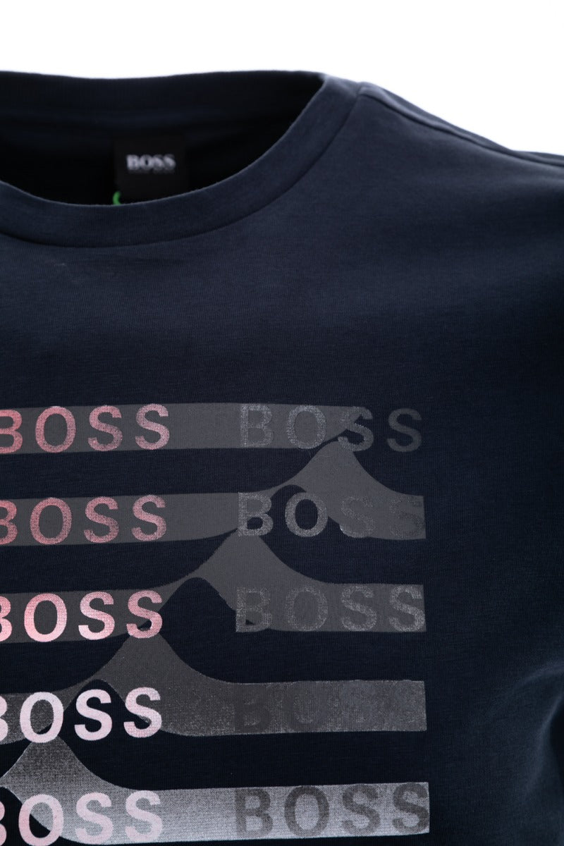 BOSS Teeonic T Shirt in Navy Chest
