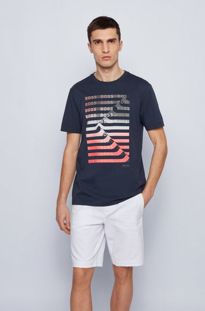 BOSS Teeonic T Shirt in Navy Model 1 