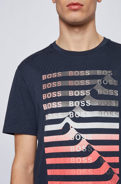 BOSS Teeonic T Shirt in Navy Model 3