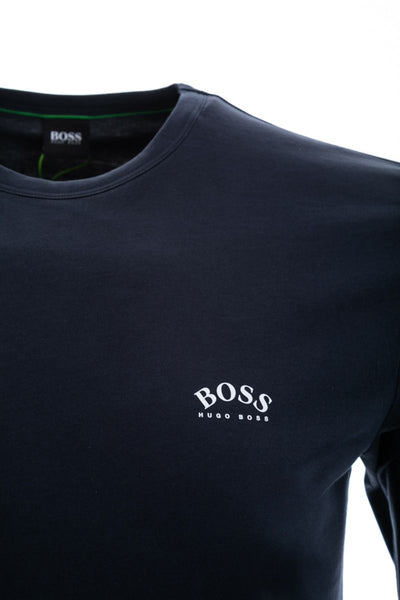 BOSS Togn Curved Long Sleeve T Shirt in Navy Chest