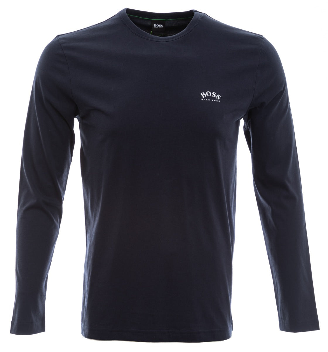 BOSS Togn Curved Long Sleeve T Shirt in Navy