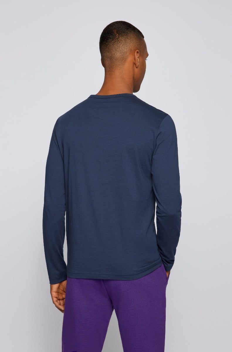 BOSS Togn Curved Long Sleeve T Shirt in Navy Model 2