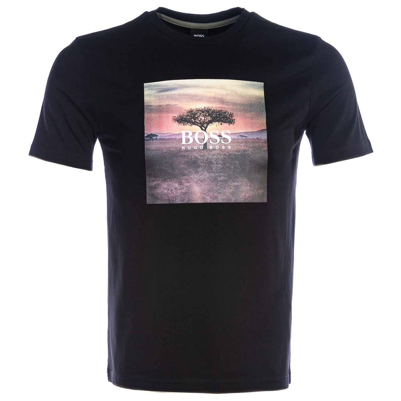 BOSS Troaar 5 T Shirt in Black Safari Sunset