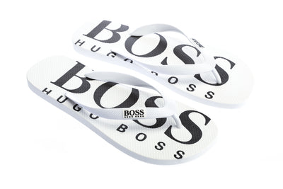 BOSS Wave Thong Flip Flop in White & Black