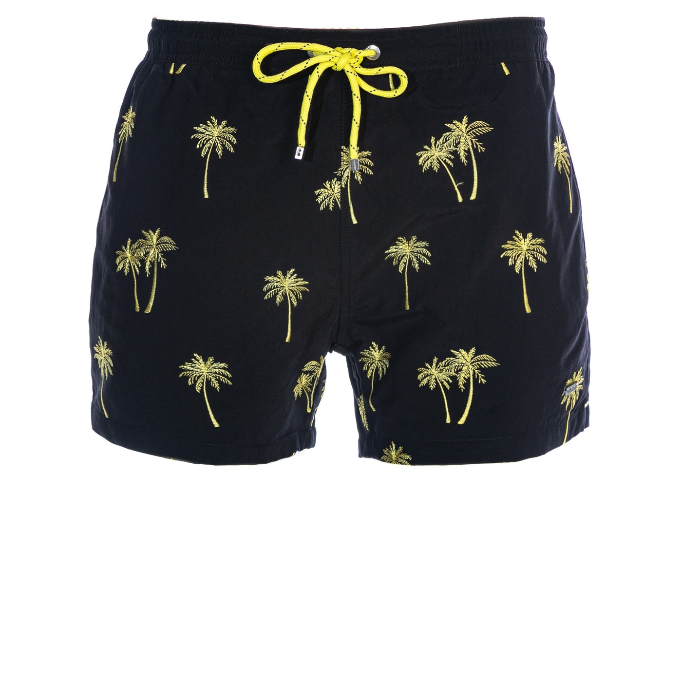 BOSS White Shark Swim Short in Black & Yellow