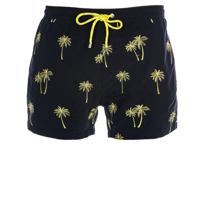 BOSS White Shark Swim Short in Black & Yellow