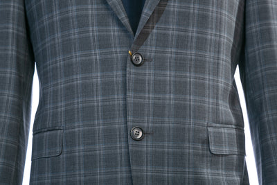 Canali Grey Check Suit in Grey Check Button