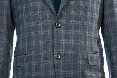 Canali Grey Check Suit in Grey Check Button