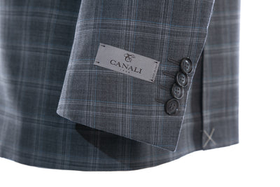 Canali Grey Check Suit in Grey Check Cuff