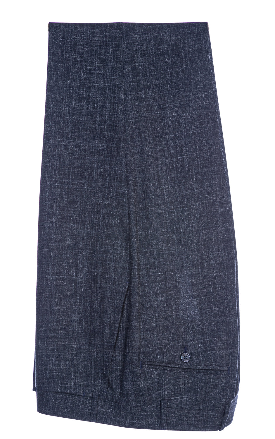 Canali Linen Mix Notch Lapel Suit in Navy Trouser