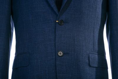 Canali Linen Mix Travel Suit in Midnight Blue Buttons