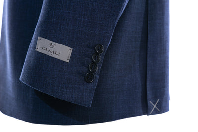 Canali Linen Mix Travel Suit in Midnight Blue Cuff