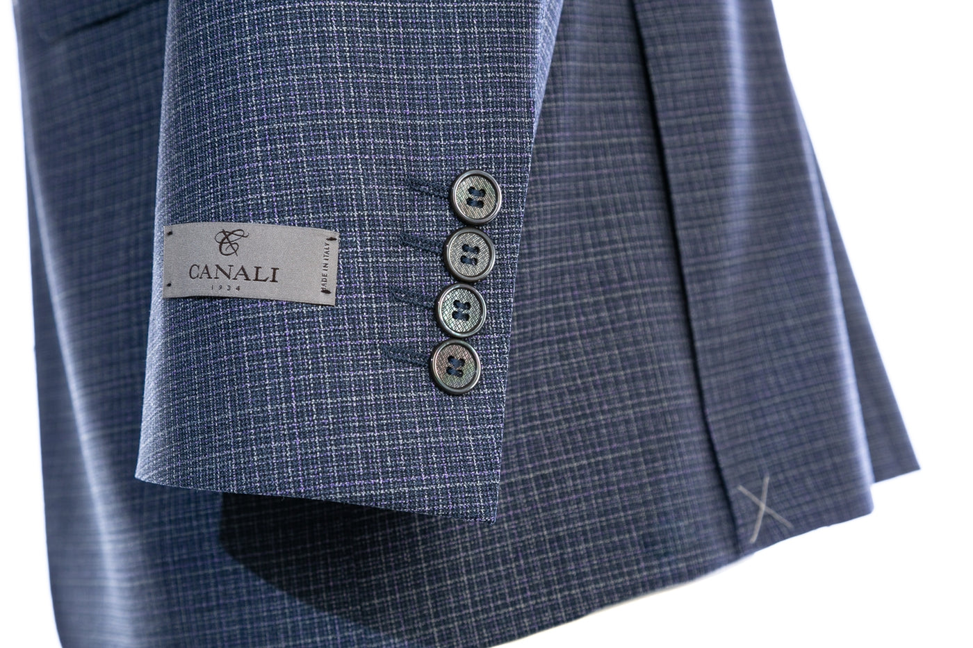 Canali Weave With Notch Lapel Suit in Blue Cuff