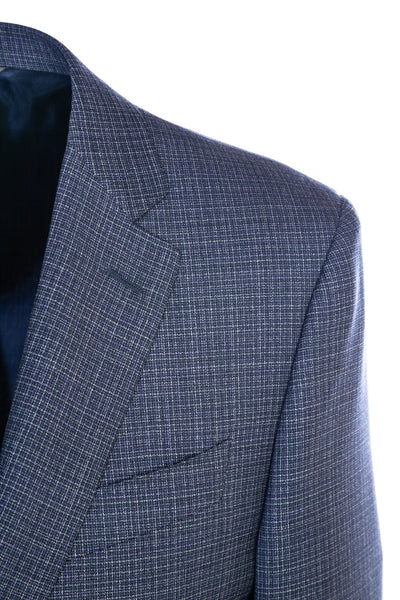 Canali Weave With Notch Lapel Suit in Blue Lapel