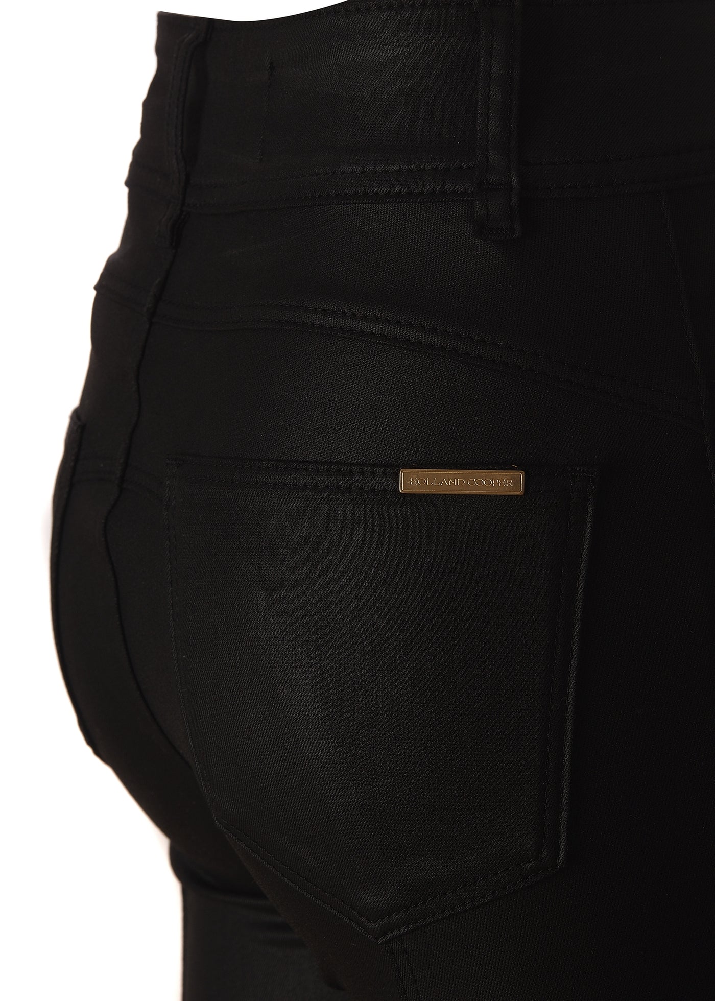 Holland Cooper Coated Biker Jean in Black Logo Badge