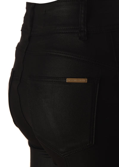 Holland Cooper Coated Biker Jean in Black Logo Badge