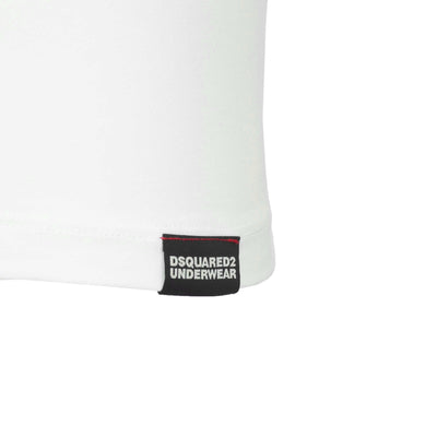Dsquared2 Icon Label T Shirt in White & Yellow Label Tab