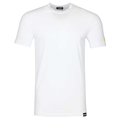Dsquared2 Icon Label T Shirt in White & Yellow