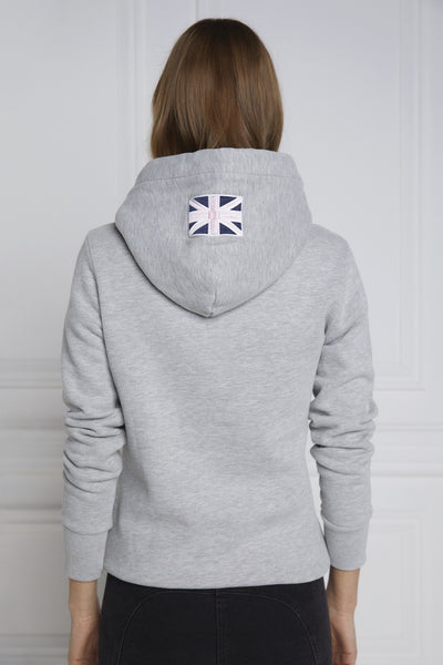 Holland Cooper GBE Flock Logo Hoodie in Grey Marle