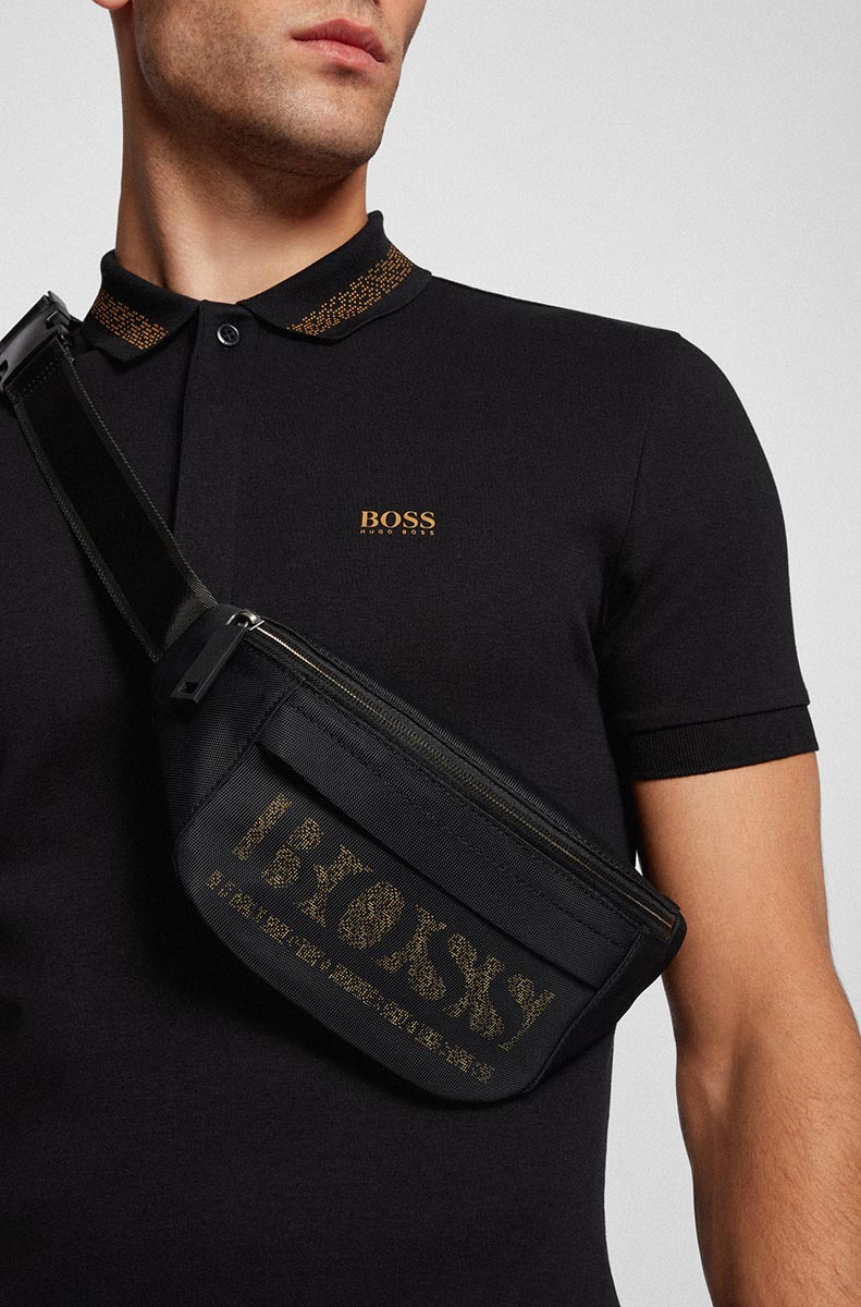 BOSS Magnified_Bumbag in Black & Gold