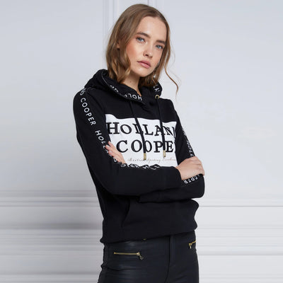 Holland Cooper Deluxe Ladies Hoodie Sweat Top in Black & White