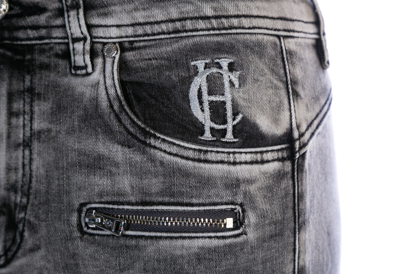 Holland Cooper Biker Ladies Jean in Ash Grey Logo