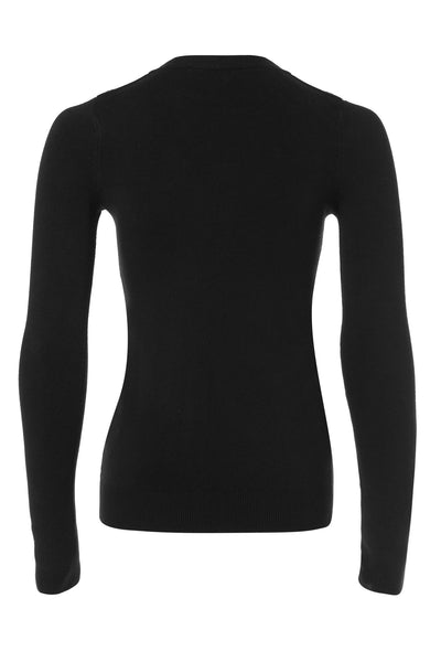 Holland Cooper Button Knit Crew Neck Ladies Knitwear in Black