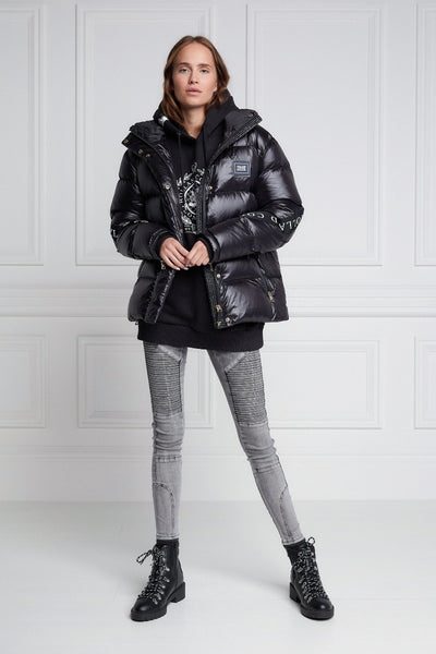 Holland Cooper Camden Puffer Jacket in Black Front