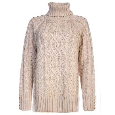 Holland Cooper Greenwich Chunky Cable Ladies Knitwear in Oatmeal