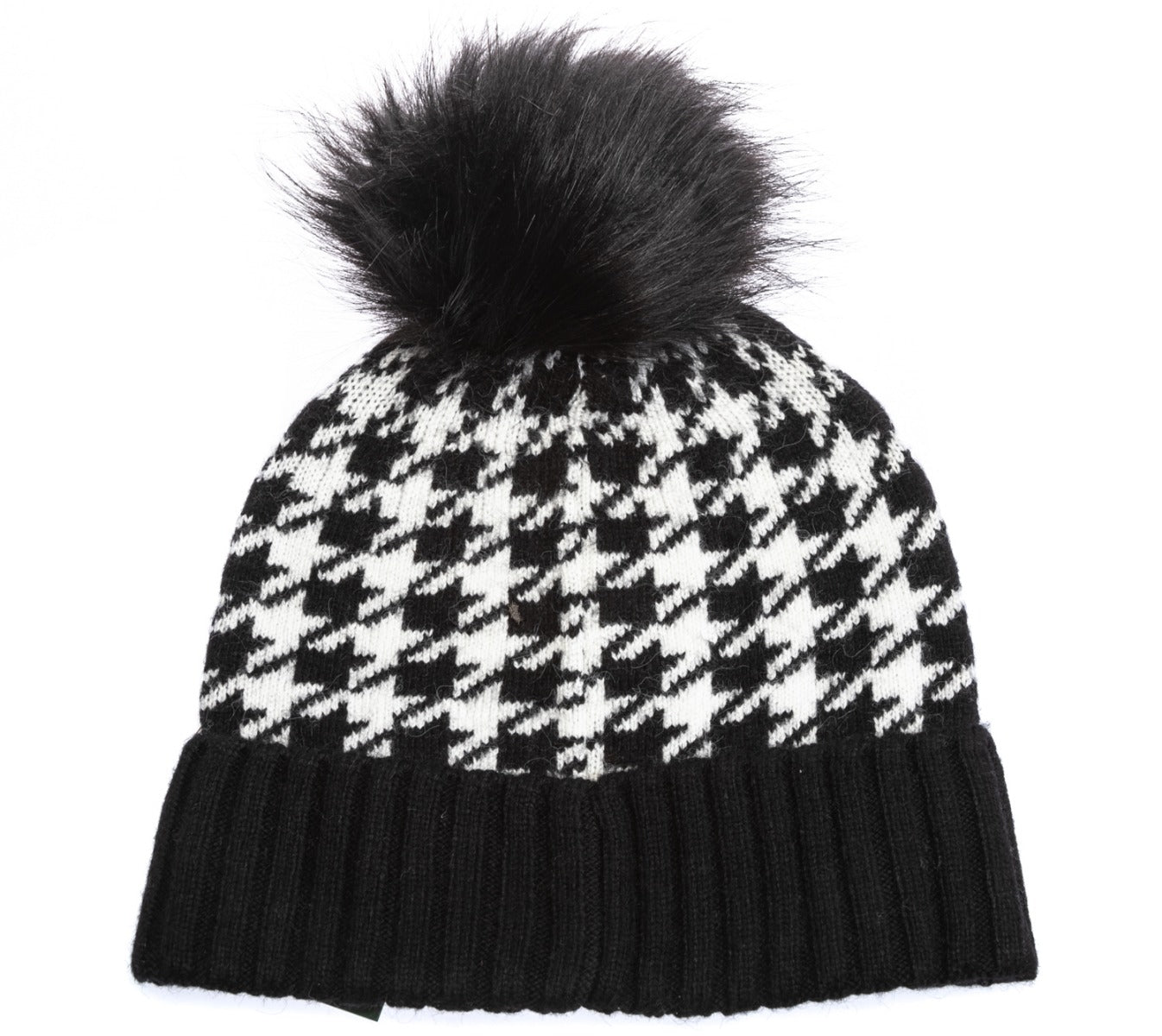 Holland Cooper Knitted Ladies Bobble Hat in Houndstooth