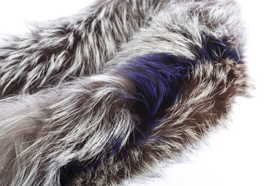 Mackage Fabia X Fox Fur Collar in Silver Fox, Blue & Natural
