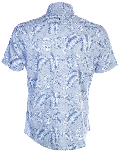 Remus Uomo Fern Print Short Sleeve Shirt in Sky Blue