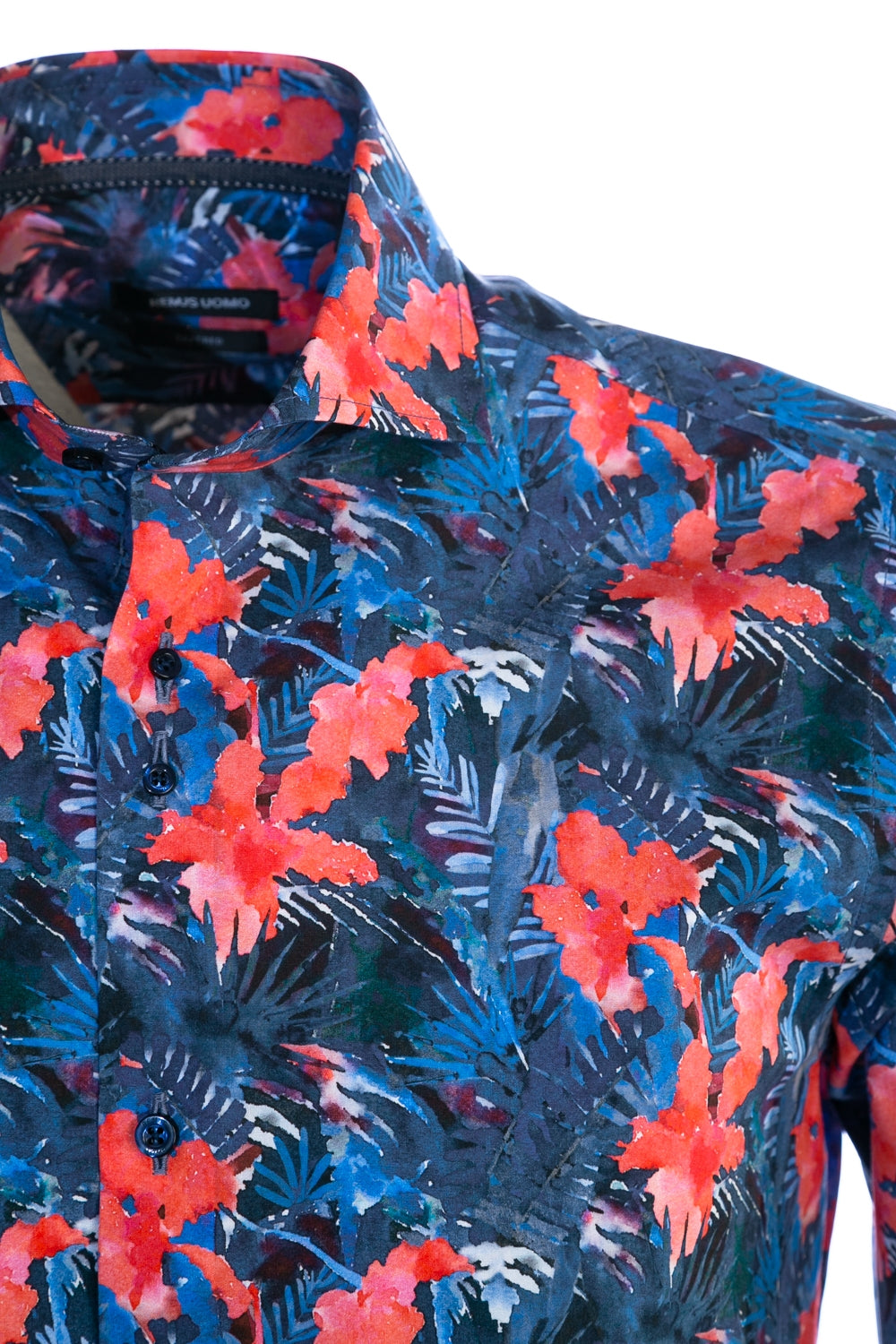 Remus Uomo Floral Print Shirt in Navy & Red