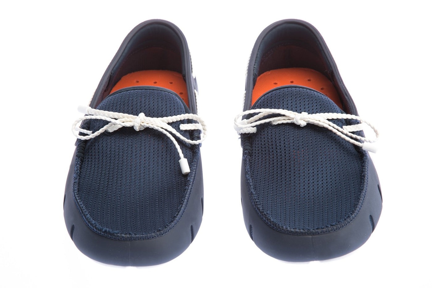 Swims Braided Lace Loafer Shoe in Navy & White Pair